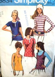 8834 SIMPLICITY 70 SS-LS BLOUSES,TANK TOP PATTERN 12 34
